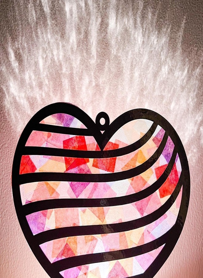 EggSun 36 Sets Valentines Suncatchers Craft Kit for Kids Ornaments Stained Glass Heart Window Arts and Crafts Kit for Classroom Holiday Projects Home Party Favors Decorations Ages 4 8 12 - Image 4